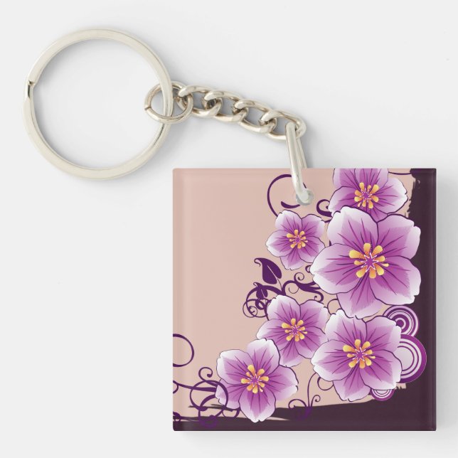 Purple Floral Keychain (Front)
