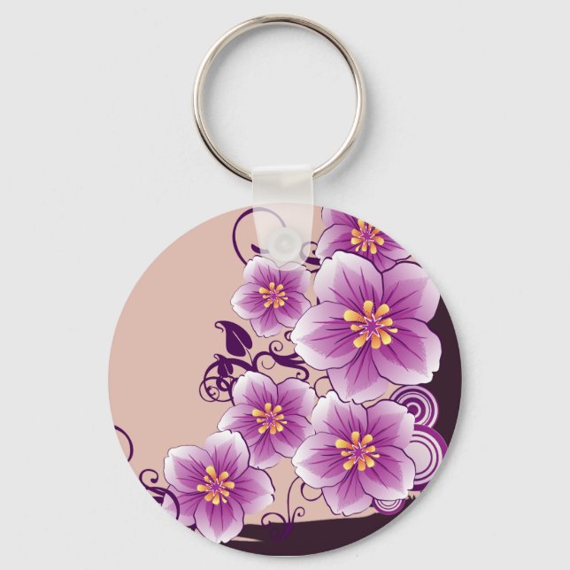 Purple Floral Keychain (Front)