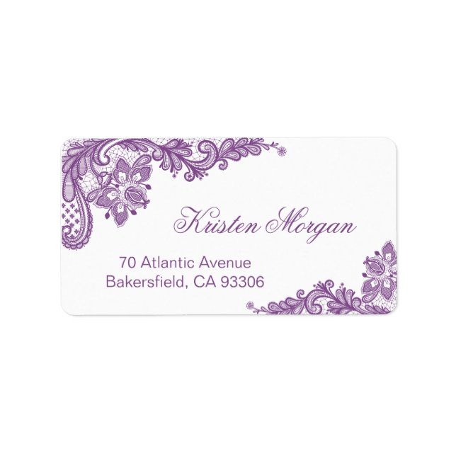 Purple Floral Lace Elegant and Chic Label (Front)