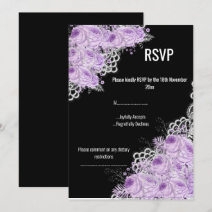 PURPLE Floral LACE ELEGANT MODERN RSVP Invitation
