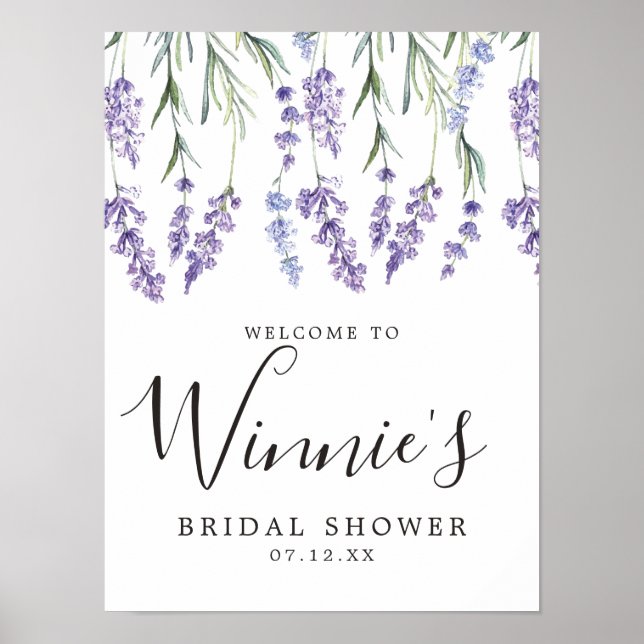Purple Floral, Lavender Bridal Shower Poster (Front)