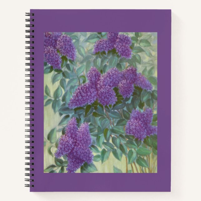 Purple Floral Lilac Painting Notebook - Journal (Front)