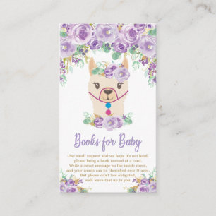 Purple Floral Llama Baby Shower Bring a Book Enclosure Card