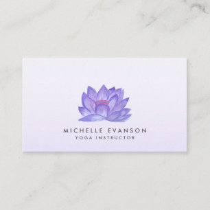 Purple Floral Lotus Elegant Yoga Instructor Business Card