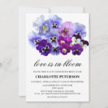 Purple Floral  Love Is In Bloom Bridal Shower  Invitation<br><div class="desc">Purple Floral Love Is In Bloom Bridal Shower Invitation features purple floral arrangement in pastel blue background & a calligraphy text template . A perfect design for bride for theme like spring, floral , garden or botanical .Please click on the personalize button to customize it with your text or name.Kindly...</div>