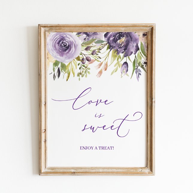 Purple Floral Love is Sweet Candy Bar Sign (Creator Uploaded)