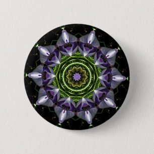 Purple Floral Mandala Kaleidoscope Art 2 Inch Round Button