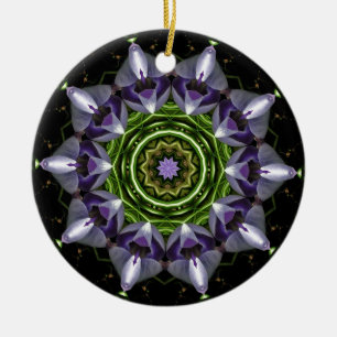 Purple Floral Mandala Kaleidoscope Art Ceramic Ornament