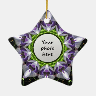 Purple Floral Mandala Kaleidoscope Art Ceramic Ornament