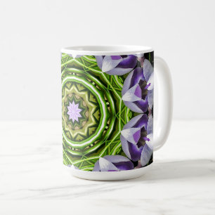 Purple Floral Mandala Kaleidoscope Art Coffee Mug
