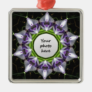 Purple Floral Mandala Kaleidoscope Art Metal Ornament