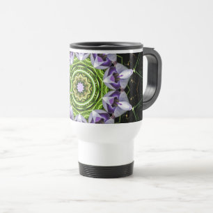 Purple Floral Mandala Kaleidoscope Art Travel Mug