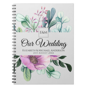 Purple Floral MARIAGE Journal ou planificateur New