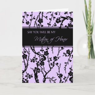 Purple Floral Matron of Honour Invitation Card