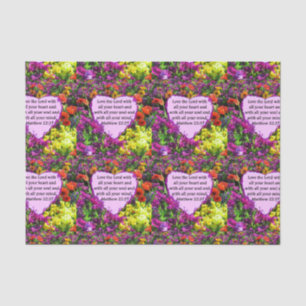 PURPLE FLORAL MATTHEW 22:37 PHOTO DESIGN TISSUE PAPER