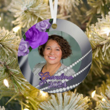 Purple floral memorial ornament for grandma