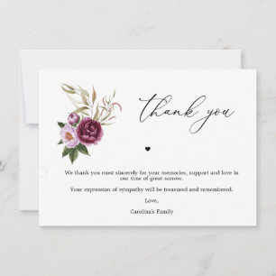 Purple Floral Memorial Service Merci Cartes