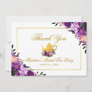 Purple Floral Merci d'or marié Tea Party P