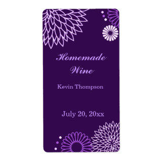 Purple Floral Mini Wine Label