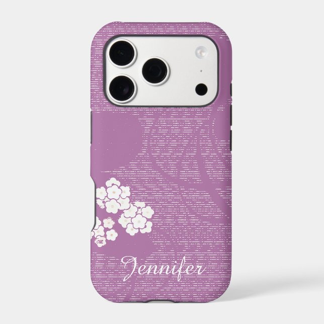 Purple Floral Modern, Name, (Back)