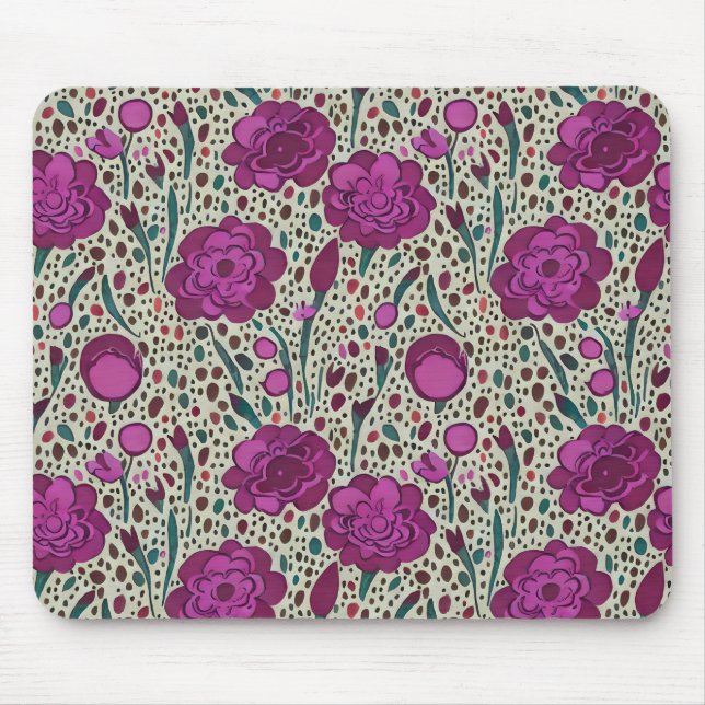Purple Floral Mouse Pad (Front)