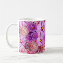 Purple floral mug and cups