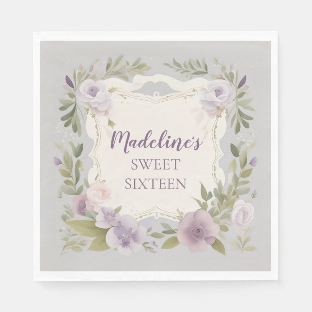 Purple Floral Napkins (Front)
