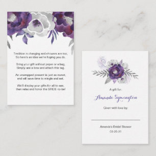 Purple Floral No Wrap Shower request tag 3963 Enclosure Card