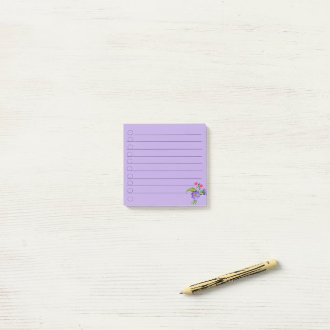 Purple Floral Note (On Desk)