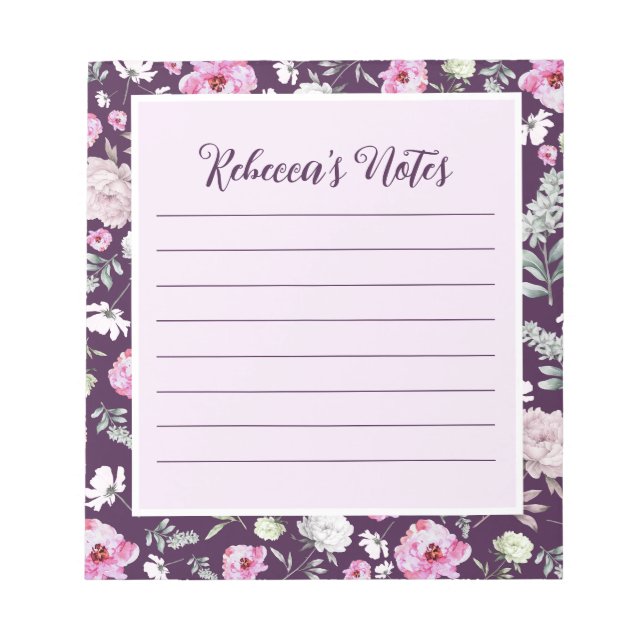 Purple Floral Notepad (Front)