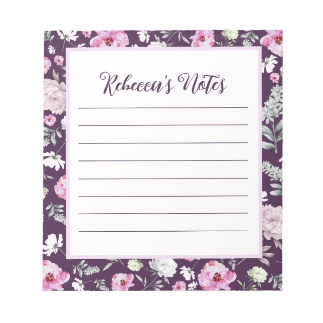 Purple Floral Notepad (Front)