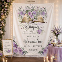 Purple Floral Opened Book Chapter Bridal Welcome