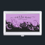 Purple Floral Ornamental | Personalize    Business Card Holder<br><div class="desc">Professional Business Card Holder ready for you to personalize. ✔NOTE: ONLY CHANGE THE TEMPLATE AREAS NEEDED! 😀 If needed, you can remove the text and start fresh adding whatever text and font you like. 📌If you need further customization, please click the "Click to Customize further" or "Customize or Edit Design"...</div>