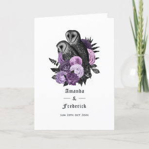 Purple Floral Owls Gothic Wedding Program