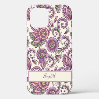 Purple Floral Paisley Unique Pattern iPhone 12 Case