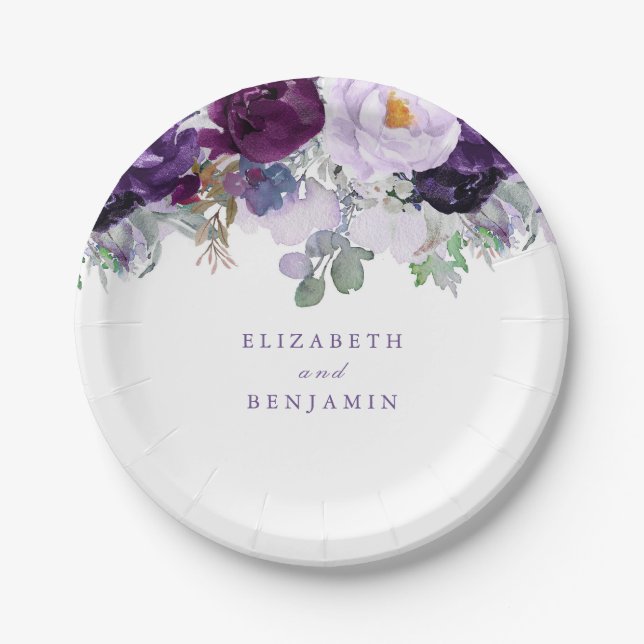 Purple Floral Paper Plate (Front)