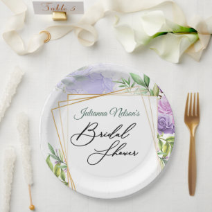 Purple floral   paper plates