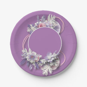 Purple Floral Paper Plates - Wedding Cake Plates