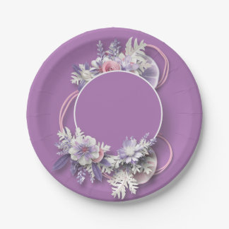 Purple Floral Paper Plates - Wedding Cake Plates