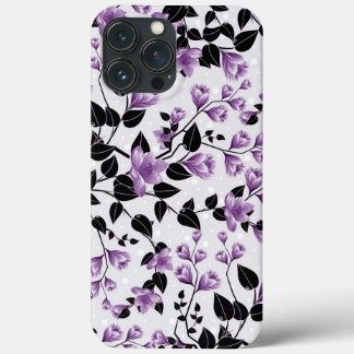 Purple Floral Pattern iPhone 13 Pro Max Case
