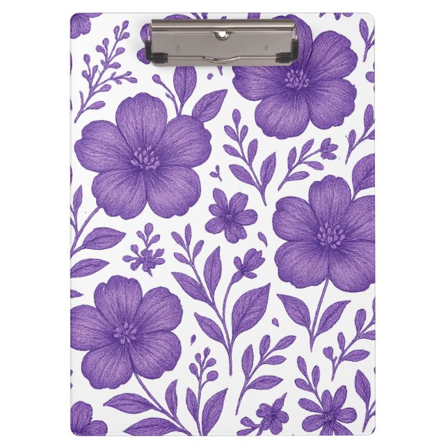 purple floral pattern clipboard (Front)