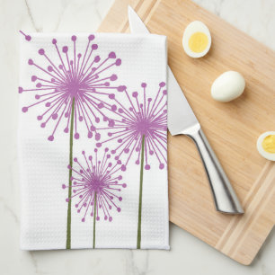Purple Floral Pattern Kitchen Towel