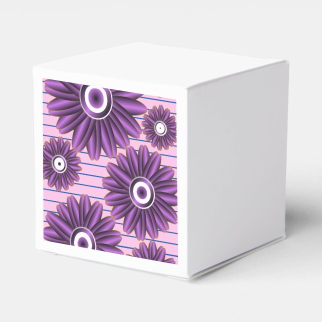 Purple Floral Pattern Modern Abstract Flower Desig Favor Box (Back Side)