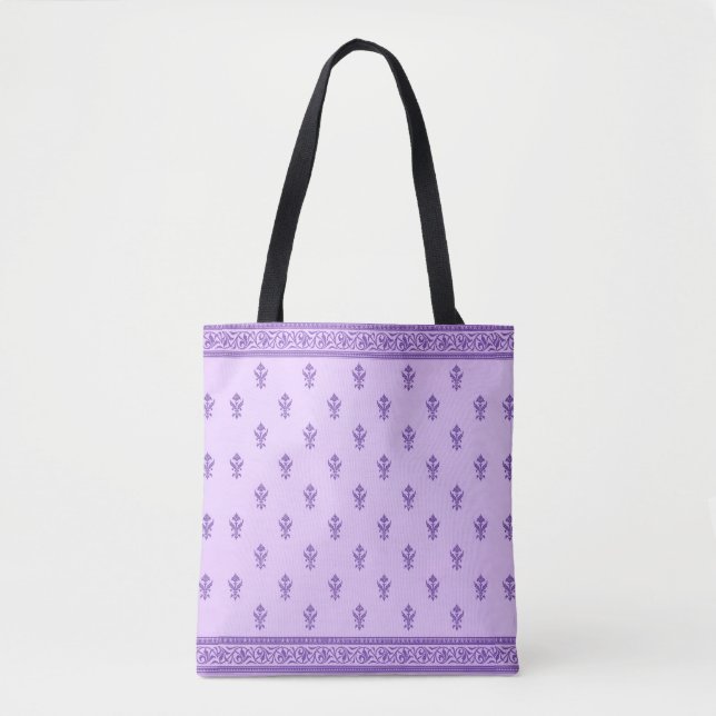Purple Floral Pattern Tote Bag (Front)