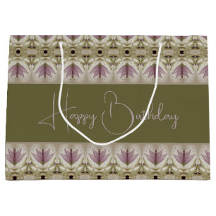 Purple Floral Patterned Large Gift Bag