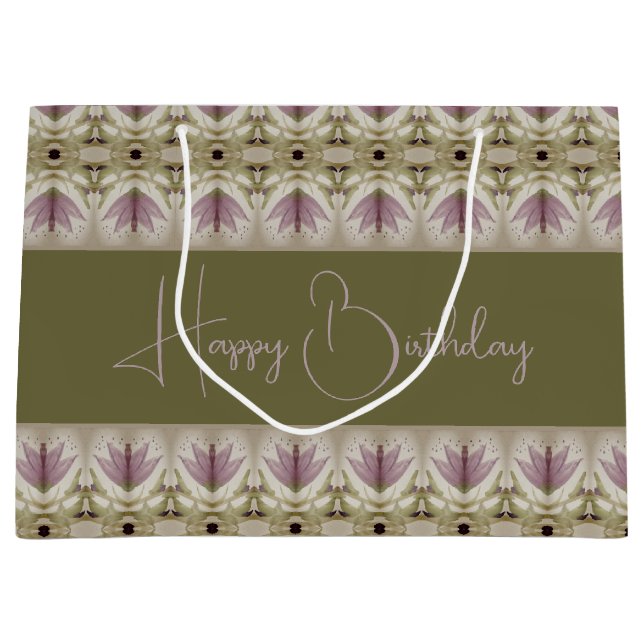 Purple Floral Patterned Large Gift Bag (Front)