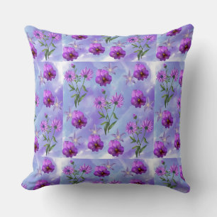  Purple Floral Patterned Throw Pillow