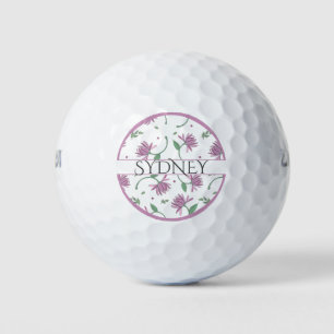 Purple Floral Personalized Ladies Golf Balls