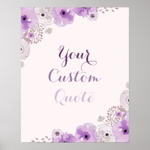 Purple floral Personalized quote Custom print