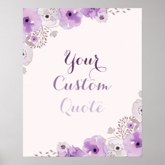 Purple floral Personalized quote Custom print